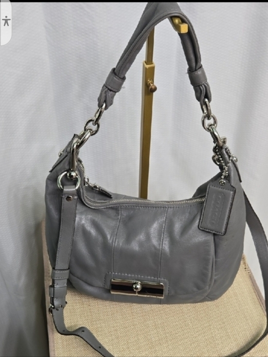 Coach Handbags - Coach Kristen Gray Leather Shoulder Hobo with Silver Hardware